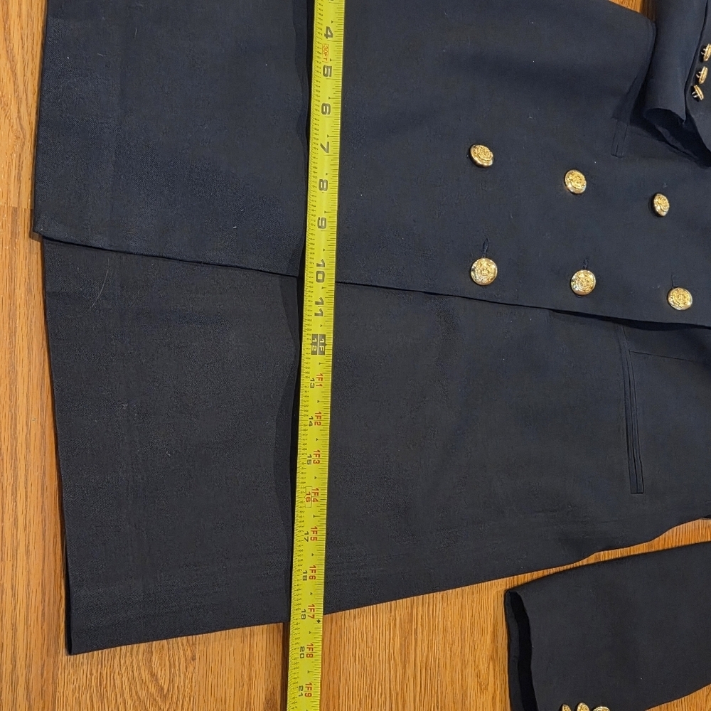 Vintage Brooks Brothers Women Long Wool Navy Blue Gold Button Coat Sz 4 Luxury - Picture 15 of 16